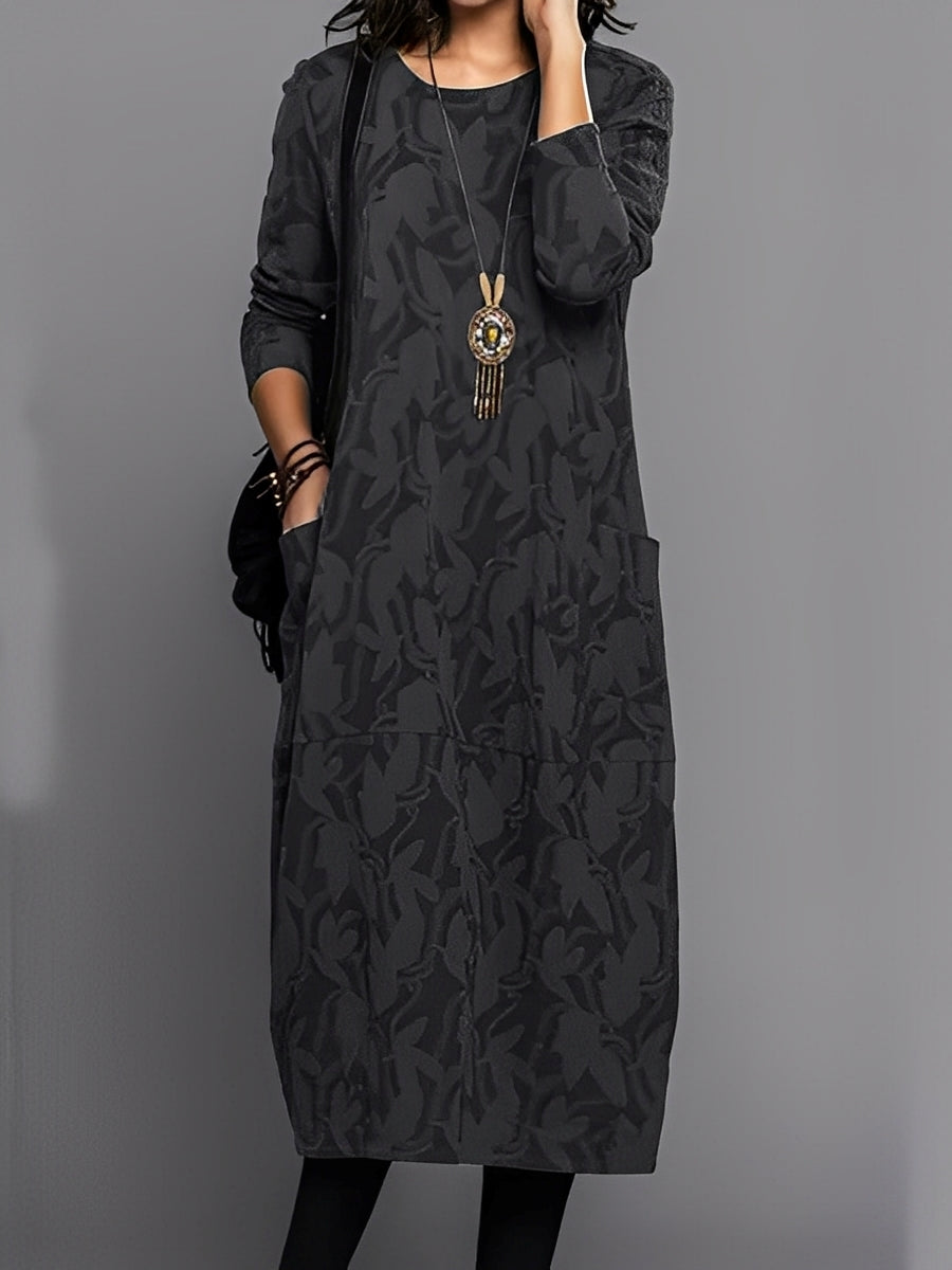 Kadence - Stylish long-sleeve dress with pattern for women