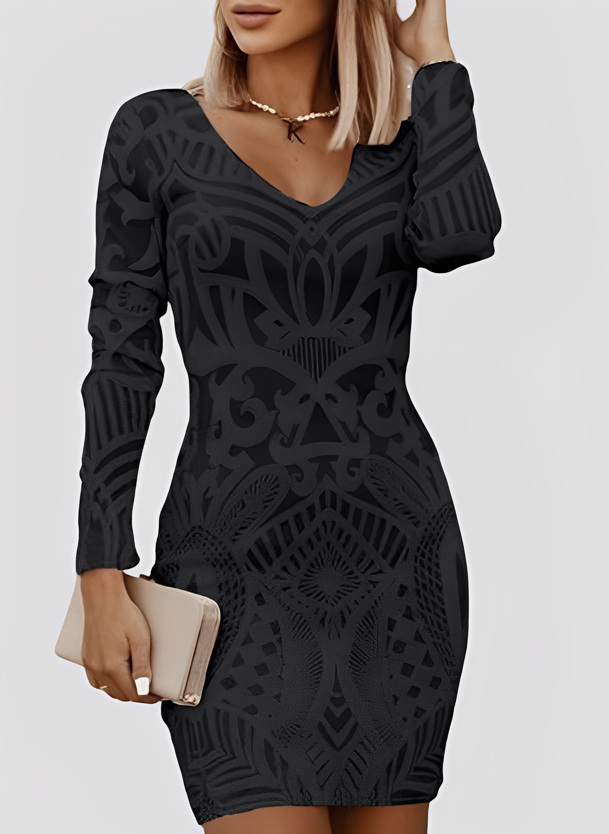 Caitlyn - Stylowa, długorękawowa sukienka Slim-Fit dla kobiet