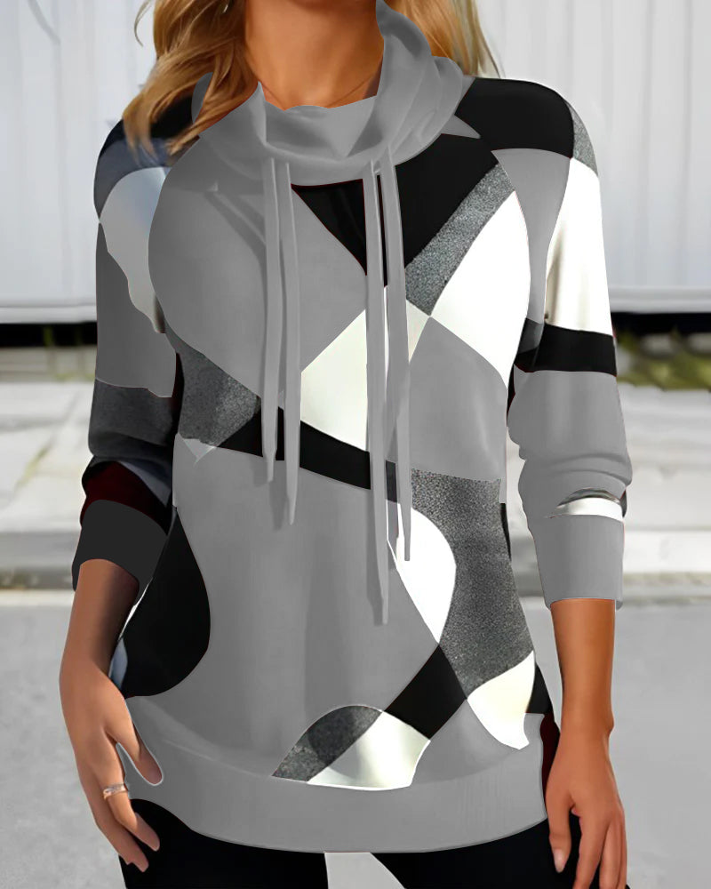 Gabrielle - Καθημερινό Hoodie Top με Σχεδιασμό με Χρωματικό Μπλοκ για Γυναίκες