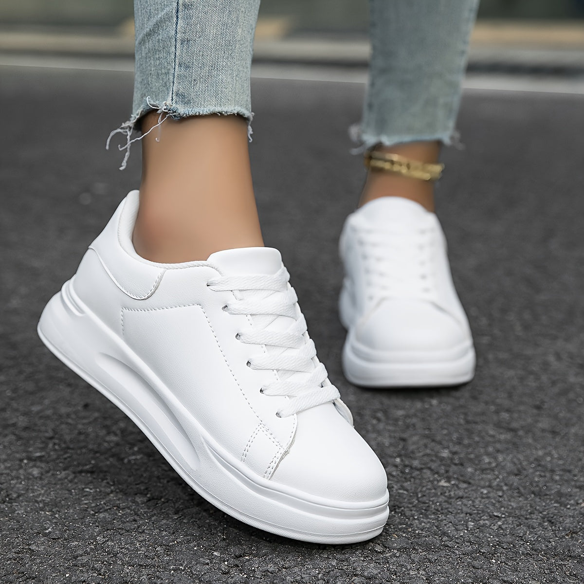 Romy – Λευκά Δερμάτινα Σνίκερ σε Καθαρό Look