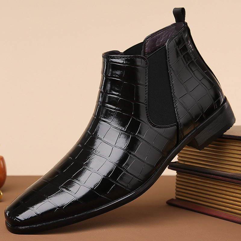 Gladwin - Formal shiny leather ankle boots for men