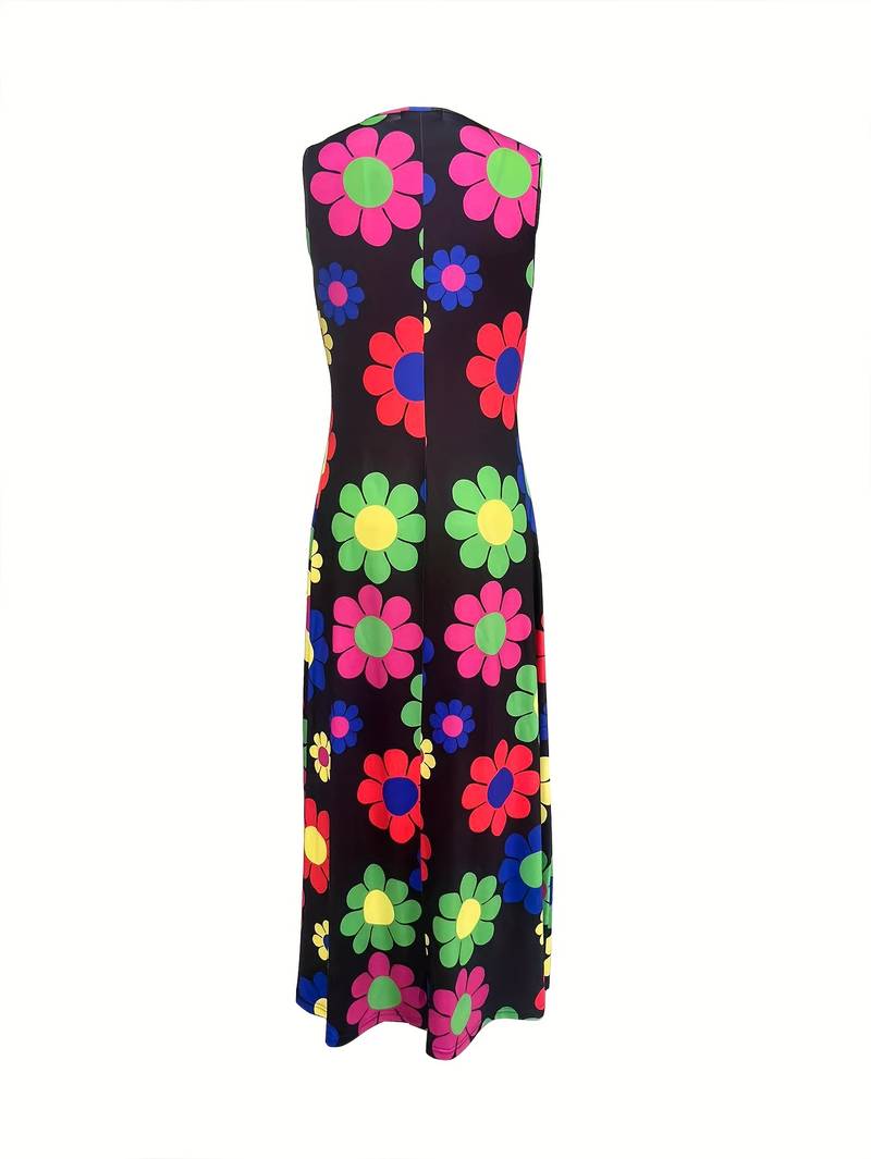 Grace - V-Neck Dress with Floral Design