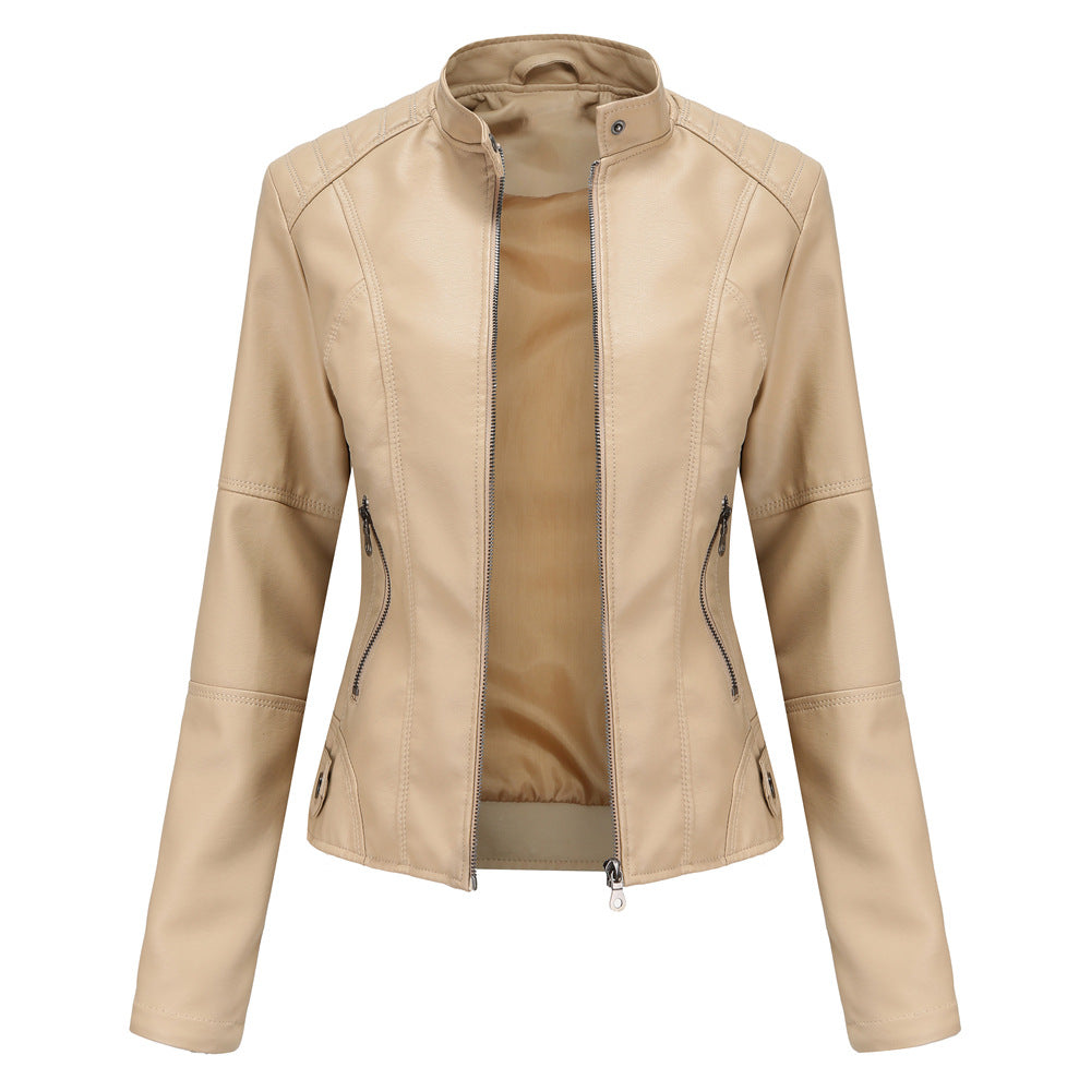 Claudia – Biker leather jackets with high collar