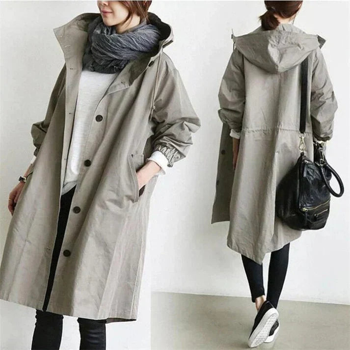 Mara – Waterproof trenchcoat with hood for rainy days