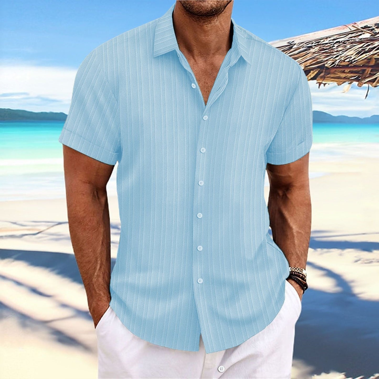 Dominic - Casual short-sleeve shirt with button placket for men