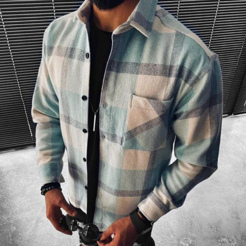 Μπεν – Καρό Overshirt με Τσέπη στο Στήθος για Άνδρες