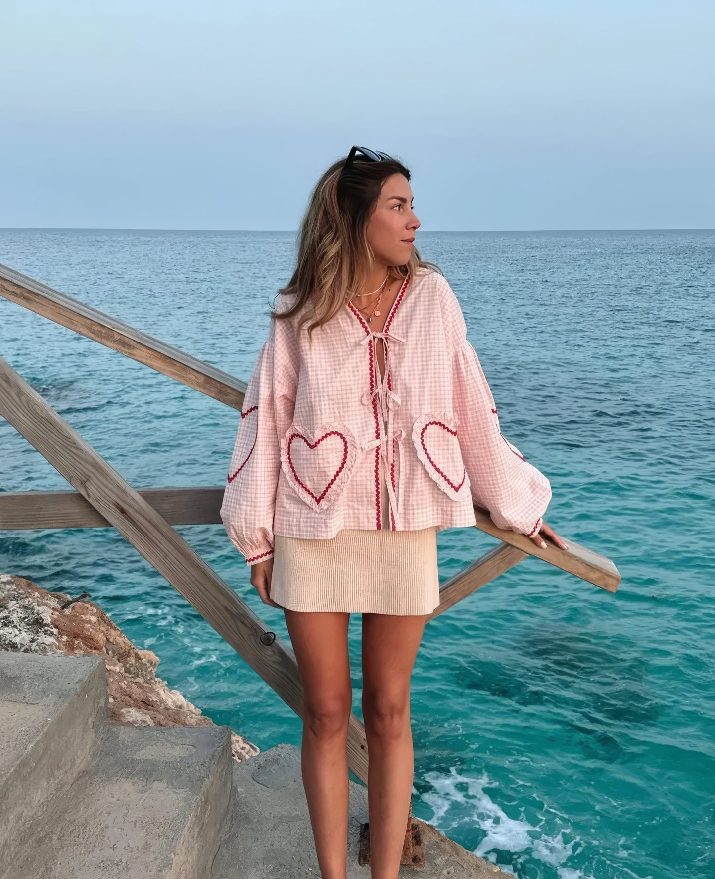 Claudia – Μπλούζα Gingham με Κόκκινο