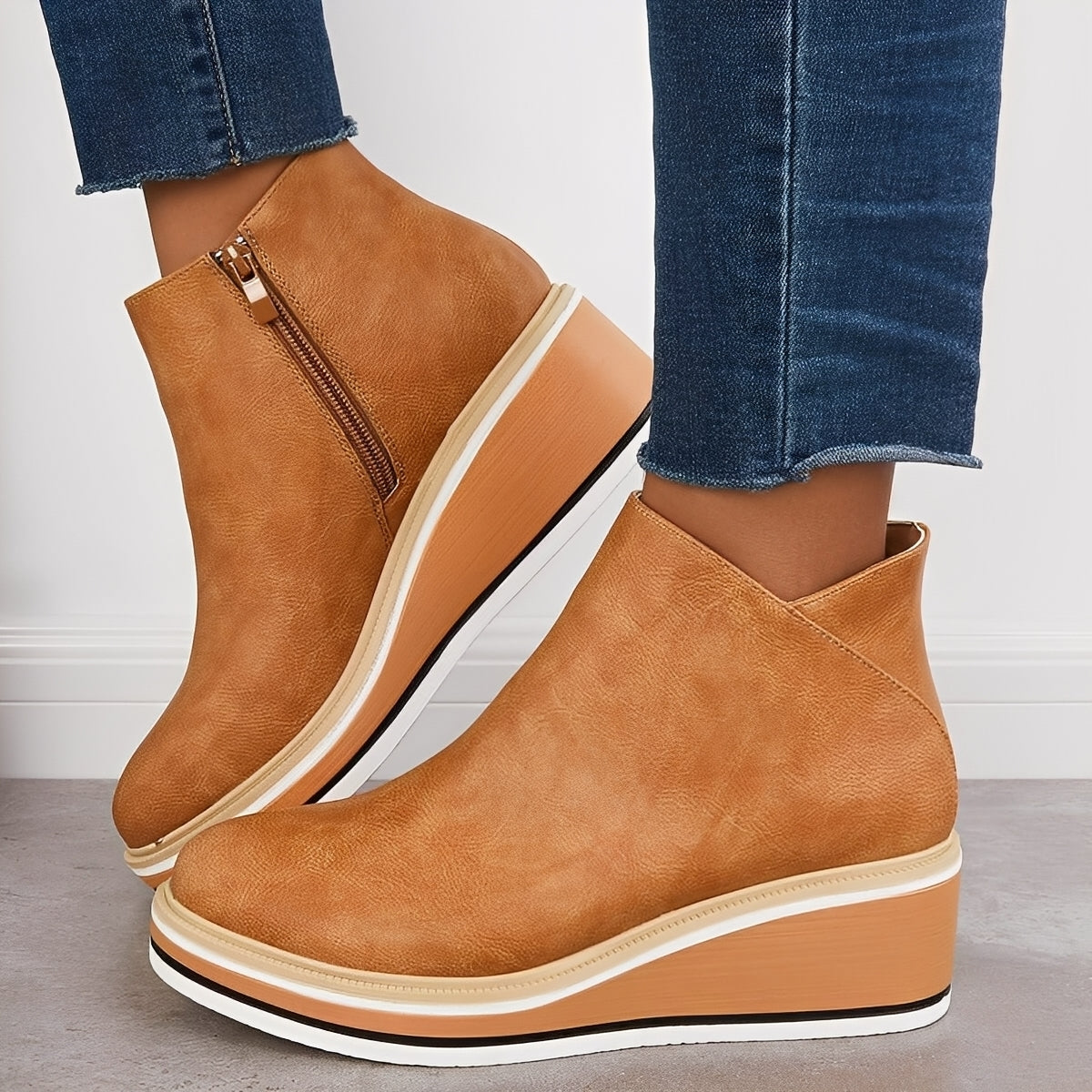 Sorrel - Everyday Leather Ankle Boots with Zipper for Women