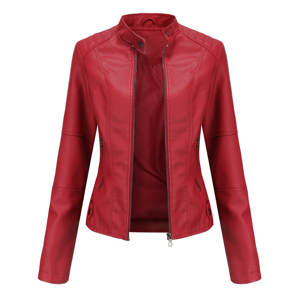 Claudia – Biker leather jackets with high collar