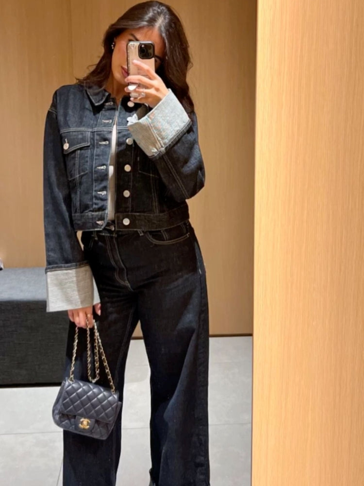 Clara – Σύνολο Denim με Σακάκι Trucker & Jeans Υψηλή Μέση