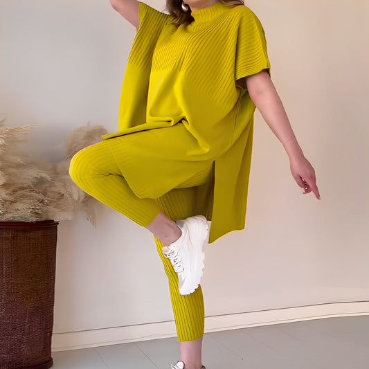 Roxanna - Χαλαρό, χαλαρά καθισμένο διμερές πλεκτό σετ για γυναίκες