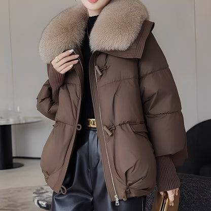 Victoria - elegant windproof jacket with fur for women
