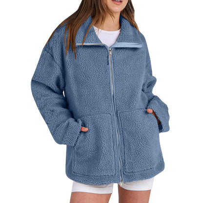 Adamina - Loose Wool Scarf with Turtleneck for Women