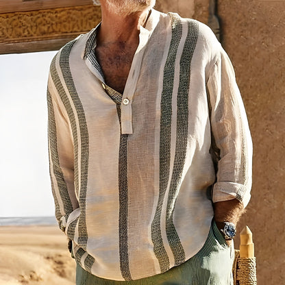 Jerome - Chemise vintage rayée en lin pour hommes