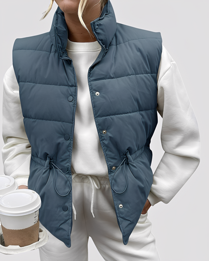 Aimee - Relaxed, quilted single-button vest for women