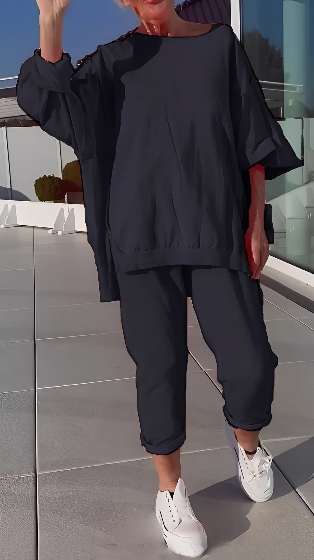 Eleanore - Χαλαρό σετ από χαλαρό πάνω και παντελόνι για γυναίκες