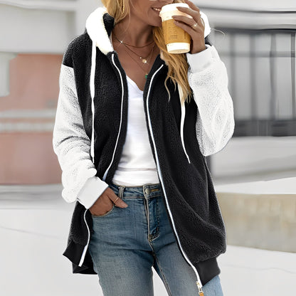 Rheanna - Warm fleece jacket with hood for women