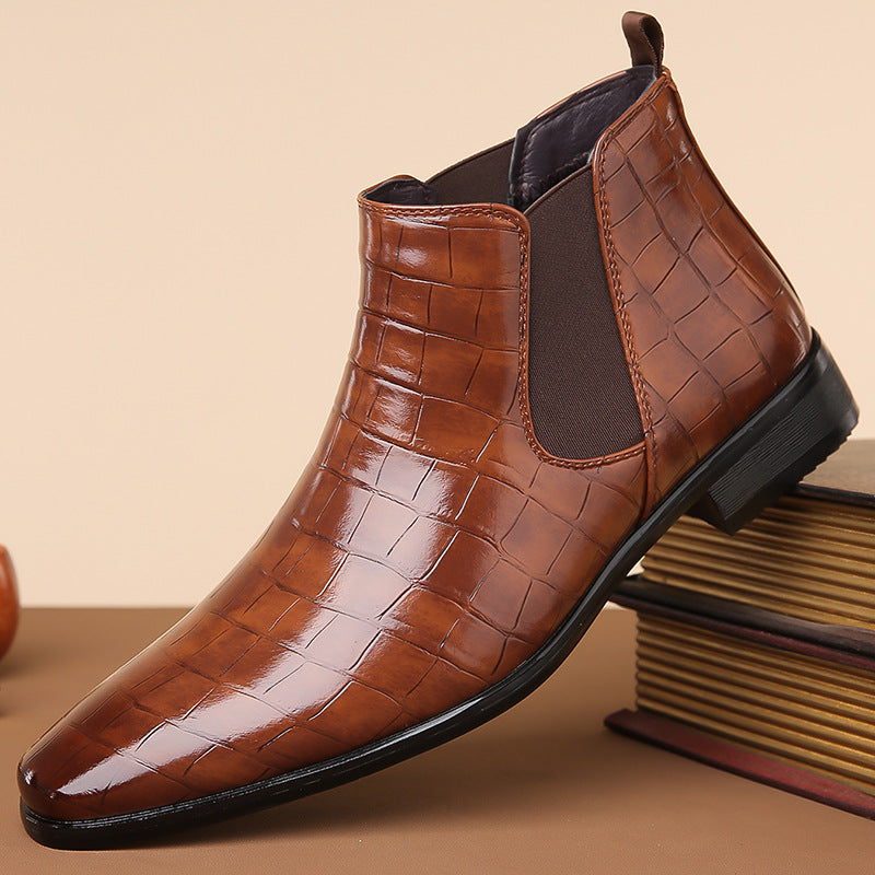 Gladwin - Formal shiny leather ankle boots for men