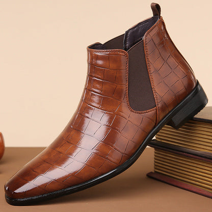Gladwin - Formal shiny leather ankle boots for men