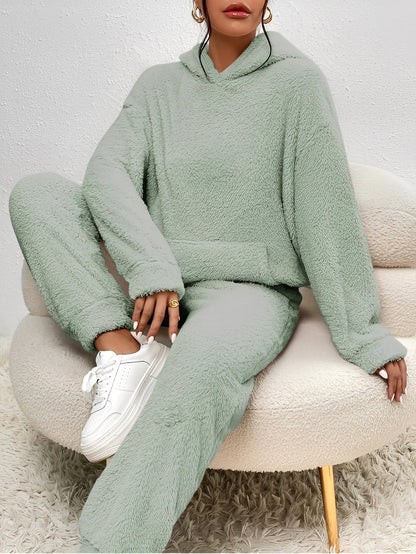 Hailie - Απλό, άνετο σετ fleece με κουκούλα για γυναίκες