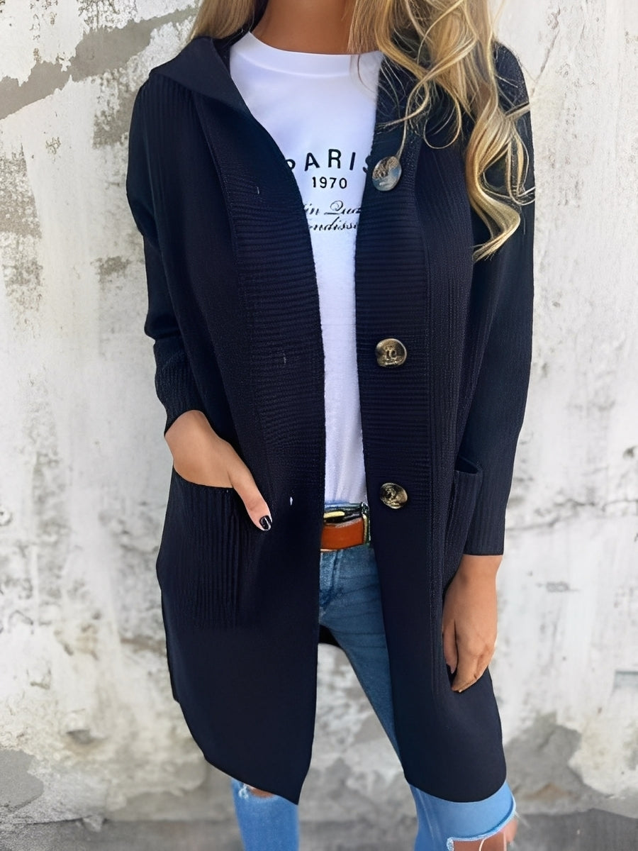 Kimmie - Χαλαρός μακρύς ζακέτα με κουκούλα για γυναίκες