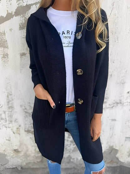 Kimmie - Χαλαρός μακρύς ζακέτα με κουκούλα για γυναίκες