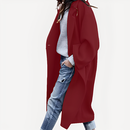 Camellia - Relaxed long woolen cloak for women