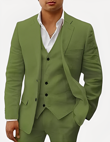 Beckham - Κομψό τριμερές σετ λινό για άνδρες