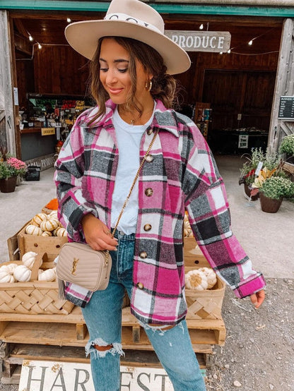 Justy - Χαλαρό, χαλαρά κομμένο φανελένιο πουκάμισο για γυναίκες