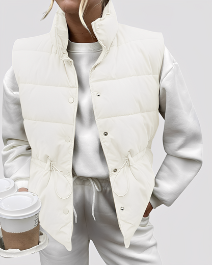 Aimee - Relaxed, quilted single-button vest for women