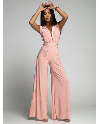 FlairFashion - Sleeveless Jumpsuit with Flattering V-Neck