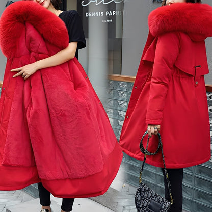 Evette - stylowy, ciepły, podszyty płaszcz z kapturem dla kobiet