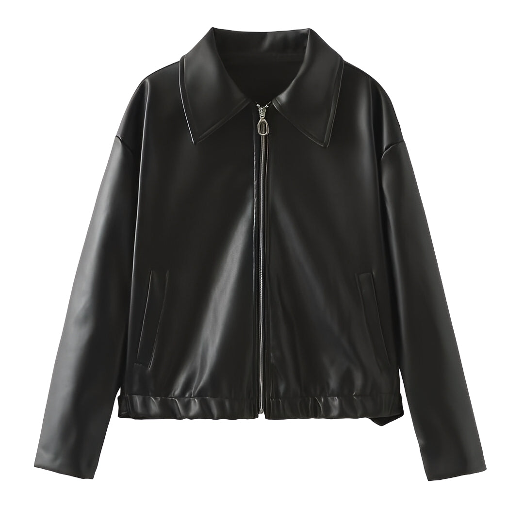 Lesley - Modern Leather Jacket with Zipper for Women