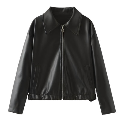 Lesley - Modern Leather Jacket with Zipper for Women