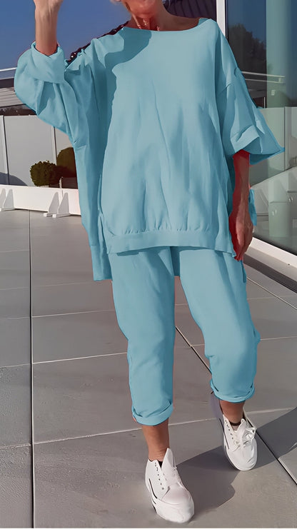 Eleanore - Χαλαρό σετ από χαλαρό πάνω και παντελόνι για γυναίκες