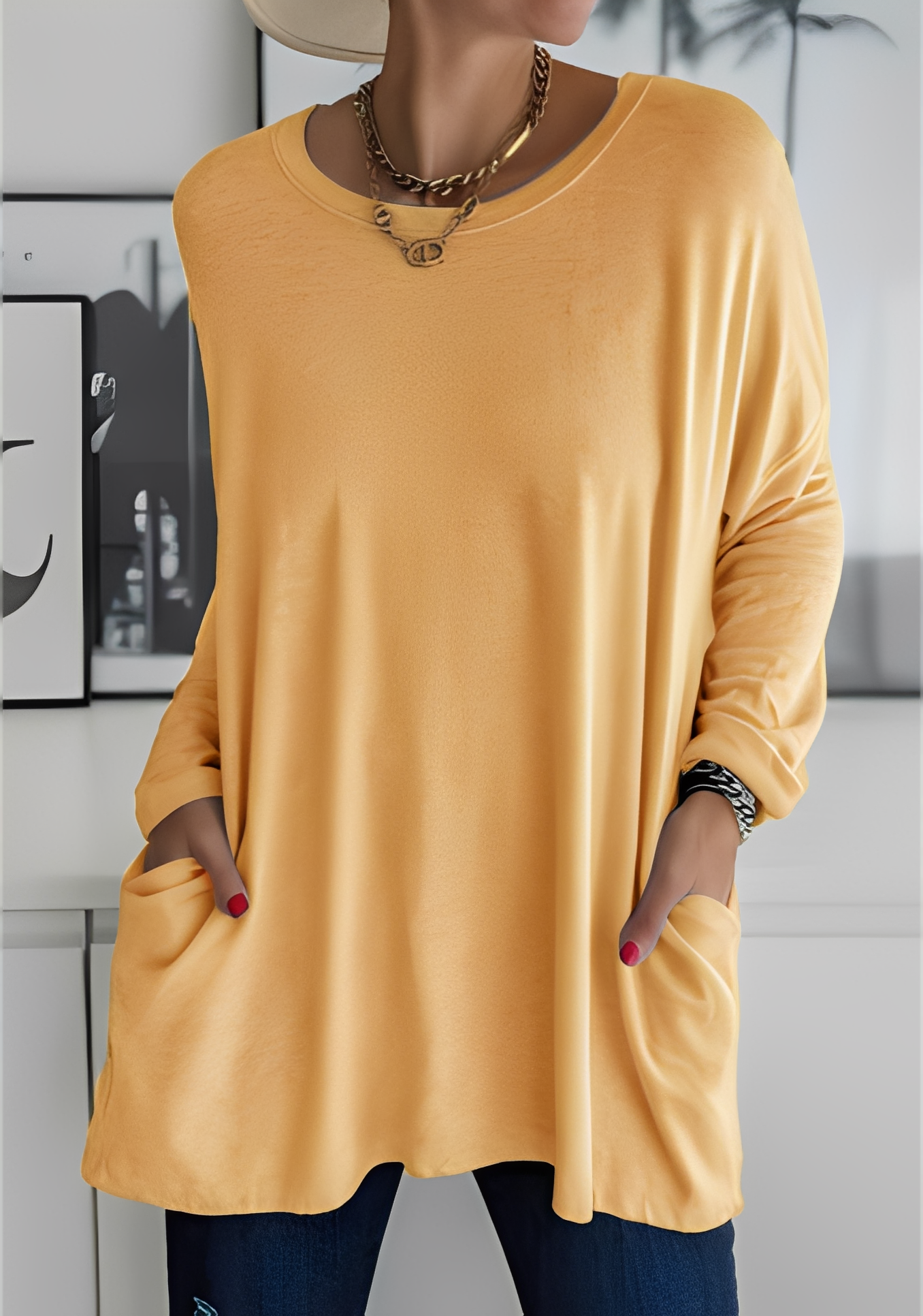 Krystle - Relaxed Long-Sleeve Top with Pockets for Women