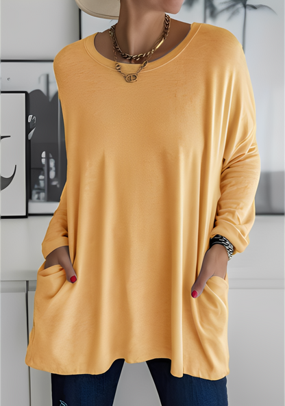 Krystle - Relaxed Long-Sleeve Top with Pockets for Women