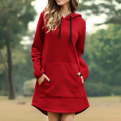 Glenna - Relaxed, long-sleeved dress with hood for women