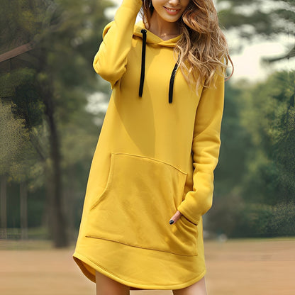 Glenna - Relaxed, long-sleeved dress with hood for women