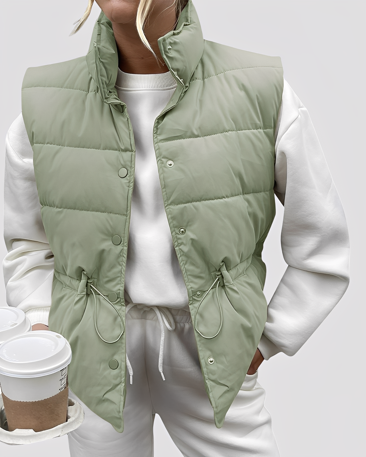 Aimee - Relaxed, quilted single-button vest for women