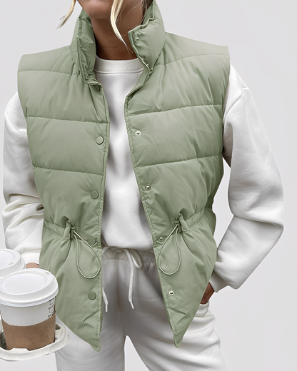 Aimee - Relaxed, quilted single-button vest for women