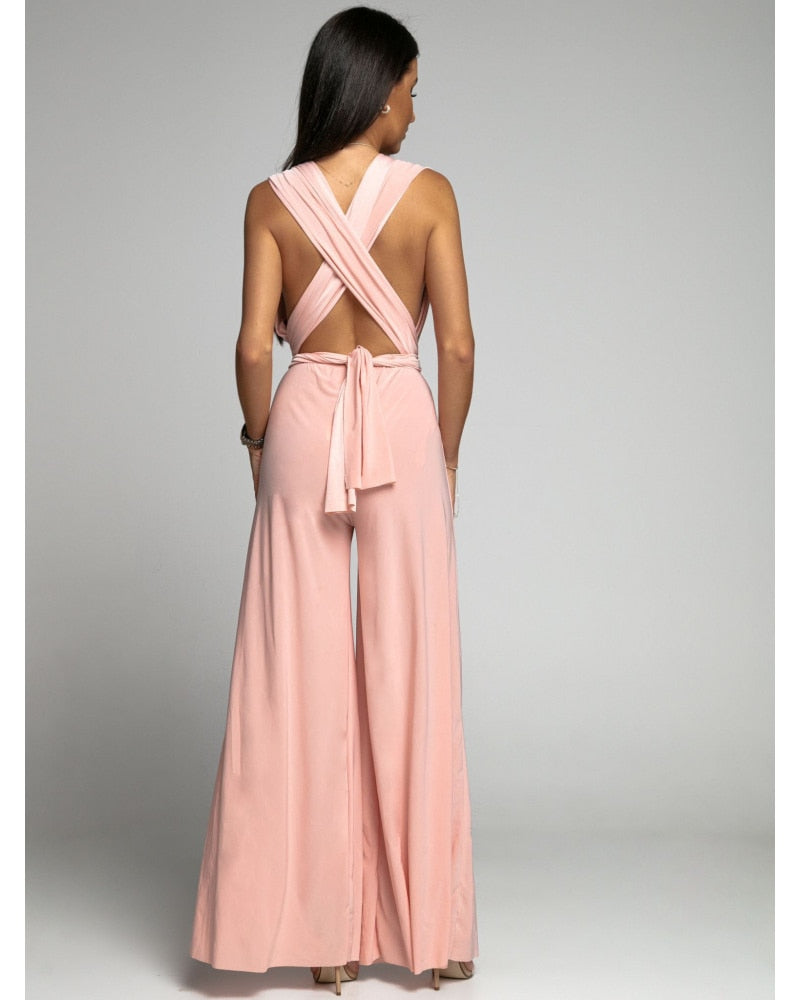 FlairFashion - Sleeveless Jumpsuit with Flattering V-Neck
