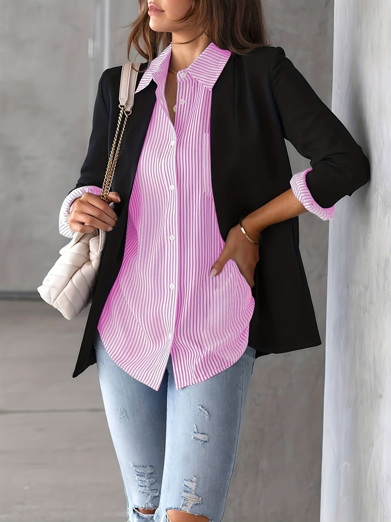 Nancy - Women's casual long-sleeve striped shirt