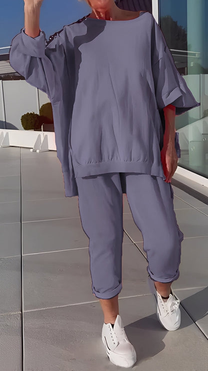 Eleanore - Χαλαρό σετ από χαλαρό πάνω και παντελόνι για γυναίκες