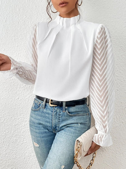 Cassandra - Stylish long-sleeved chiffon blouse for women