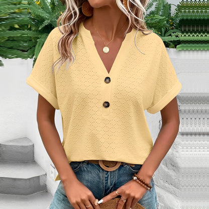 Jennifer - Stylish Short-Sleeve Top with Buttons for Women