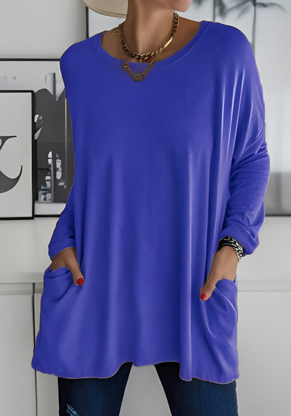 Krystle - Relaxed Long-Sleeve Top with Pockets for Women