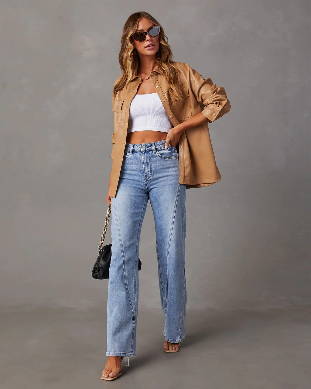 Rhian - Stylish Wide Leg Denim Pants