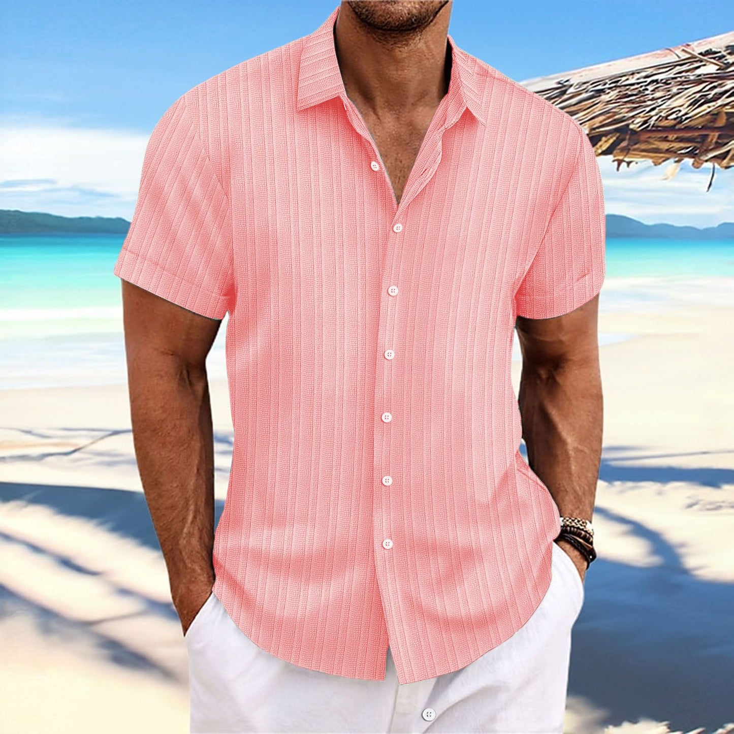 Dominic - Casual short-sleeve shirt with button placket for men