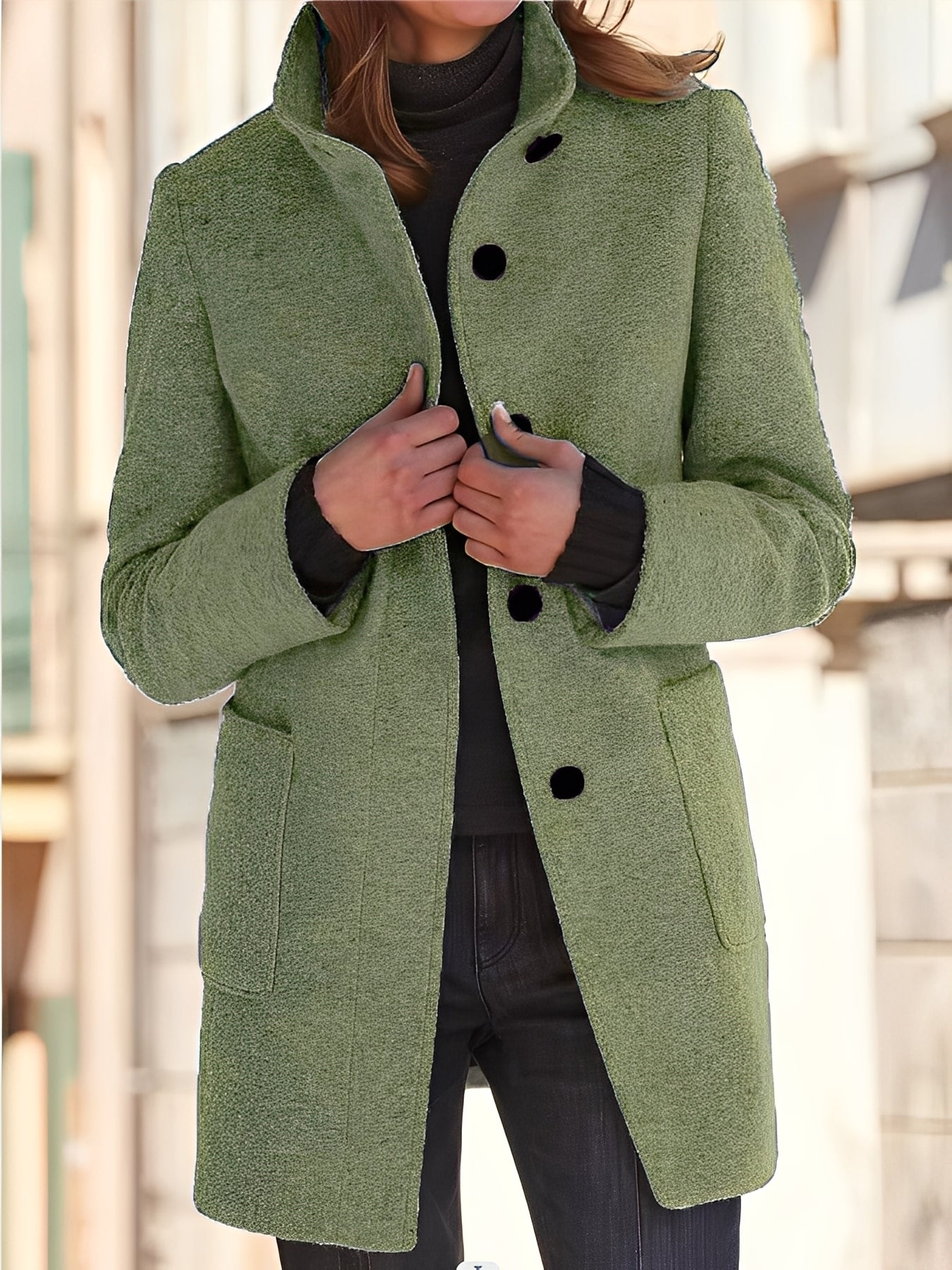 Michele - Windproof Wool Coat for Women